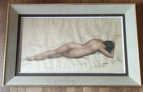 Ancien dessin pastel - ancien, femme